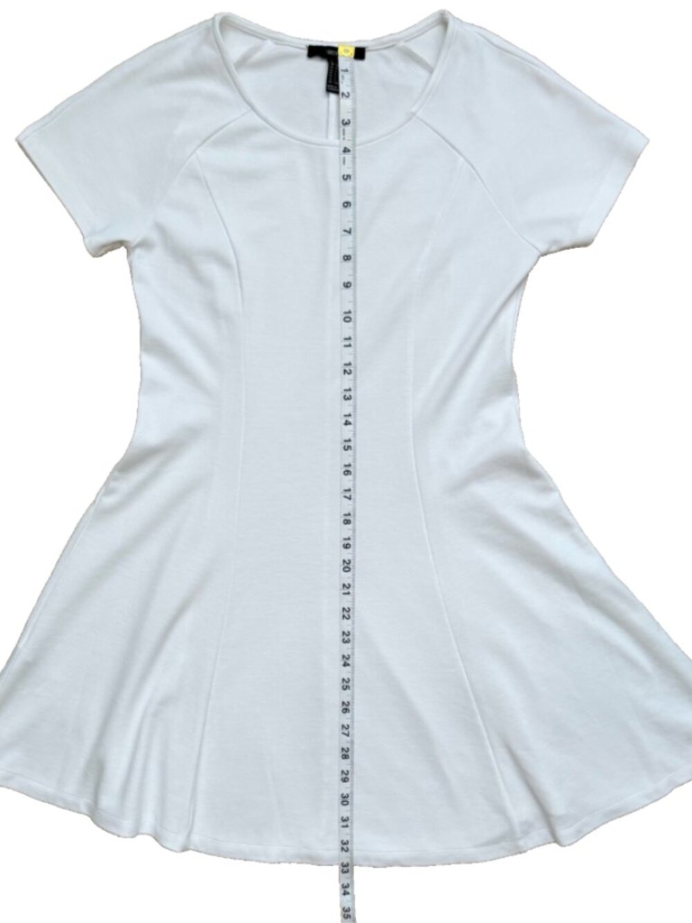 Forever 21 White Knit Short Sleeve Dress Bridal Engagement Reception Graduation - Picture 3 of 8